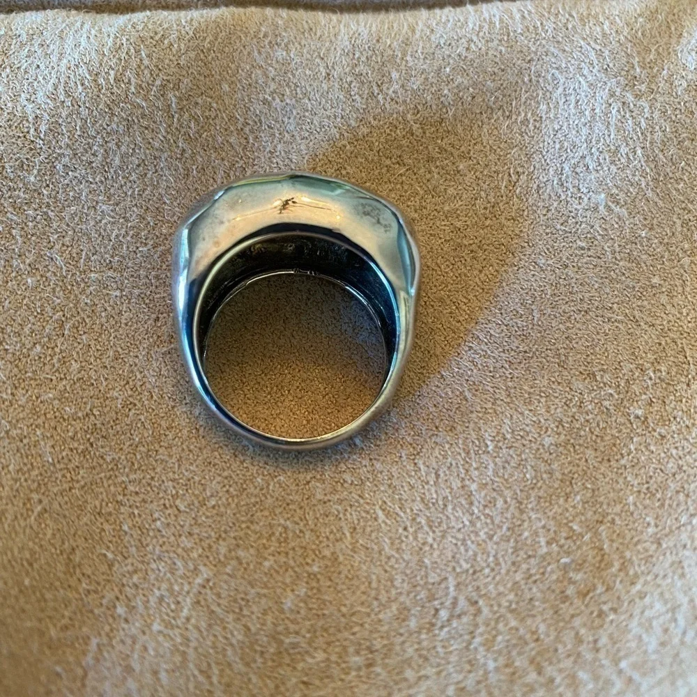 Silver 925 Thai Hammer Effect Ring Size 7